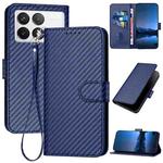 For Xiaomi Poco X6 Pro 5G YX0070 Carbon Fiber Buckle Leather Phone Case with Lanyard(Royal Blue)