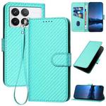 For Xiaomi Redmi K70 / K70 Pro YX0070 Carbon Fiber Buckle Leather Phone Case with Lanyard(Light Blue)