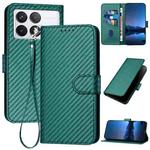 For Xiaomi Redmi K70 / K70 Pro YX0070 Carbon Fiber Buckle Leather Phone Case with Lanyard(Dark Green)