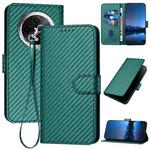 For Xiaomi Redmi A3 Plus YX0070 Carbon Fiber Buckle Leather Phone Case with Lanyard(Dark Green)