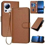 For Xiaomi 13 Lite / Civi 2 YX0070 Carbon Fiber Buckle Leather Phone Case with Lanyard(Coffee)