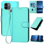 For Xiaomi Redmi A1+ YX0070 Carbon Fiber Buckle Leather Phone Case with Lanyard(Light Blue)