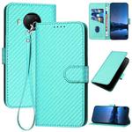 For Xiaomi 10T Lite 5G YX0070 Carbon Fiber Buckle Leather Phone Case with Lanyard(Light Blue)