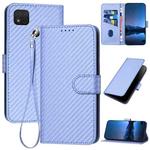 For Xiaomi Redmi 9C / 9C NFC YX0070 Carbon Fiber Buckle Leather Phone Case with Lanyard(Light Purple)