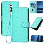 For Xiaomi Redmi K20 YX0070 Carbon Fiber Buckle Leather Phone Case with Lanyard(Light Blue)