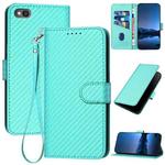 For Xiaomi Redmi Go YX0070 Carbon Fiber Buckle Leather Phone Case with Lanyard(Light Blue)
