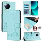 For Xiaomi CIVI 3 5G Cat Rat Embossed Pattern RFID Leather Phone Case with Lanyard(Mint Green)