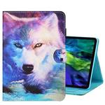 For iPad Pro 11 2024 Coloured Drawing Stitching Smart Leather Tablet Case(Wolf)