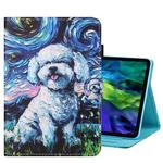 For iPad Pro 11 2024 Coloured Drawing Stitching Smart Leather Tablet Case(Dog)