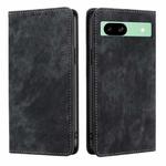 For Google Pixel 8a RFID Anti-theft Brush Magnetic Leather Phone Case(Black)