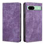 For Google Pixel 8a RFID Anti-theft Brush Magnetic Leather Phone Case(Purple)