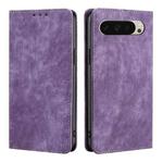 For Google Pixel 9 RFID Anti-theft Brush Magnetic Leather Phone Case(Purple)