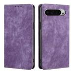 For Google Pixel 9 Pro XL RFID Anti-theft Brush Magnetic Leather Phone Case(Purple)