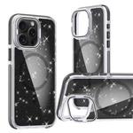 For iPhone 15 Pro Max Two-color Glitter Powder Lens Holder Magsafe Phone Case(Black)