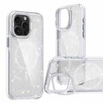 For iPhone 15 Pro Max Two-color Glitter Powder Lens Holder Magsafe Phone Case(White)