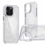 For iPhone 14 Pro Two-color Glitter Powder Lens Holder Magsafe Phone Case(White)