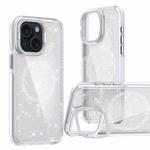 For iPhone 13 Two-color Glitter Powder Lens Holder Magsafe Phone Case(White)