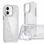 For iPhone 12 Two-color Glitter Powder Lens Holder Magsafe Phone Case(White)