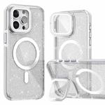 For iPhone 16 Pro Two-color Glitter Powder Lens Holder Magsafe Phone Case(White)