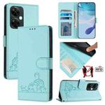 For OnePlus Nord N30 Cat Rat Embossed Pattern RFID Leather Phone Case with Lanyard(Mint Green)