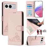 For OnePlus Nord 4 5G Cat Rat Embossed Pattern RFID Leather Phone Case with Lanyard(Pink)