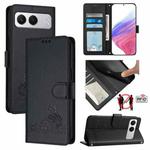 For OnePlus Nord 4 5G Cat Rat Embossed Pattern RFID Leather Phone Case with Lanyard(Black)