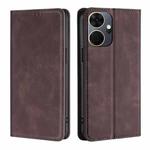 For Itel P55+ 4G Skin Feel Magnetic Leather Phone Case(Dark Brown)