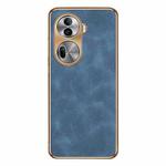 For OPPO Reno11 Global Electroplating Lambskin Leather Phone Case(Blue)