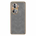 For OPPO Reno11 Global Electroplating Lambskin Leather Phone Case(Grey)