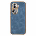 For OPPO Reno11 Pro Global Electroplating Lambskin Leather Phone Case(Blue)