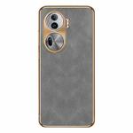 For OPPO Reno11 Pro Global Electroplating Lambskin Leather Phone Case(Grey)