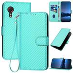 For Samsung Galaxy Xcover 5 YX0070 Carbon Fiber Buckle Leather Phone Case with Lanyard(Light Blue)