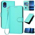 For Samsung Galaxy A03 Core YX0070 Carbon Fiber Buckle Leather Phone Case with Lanyard(Light Blue)
