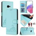 For Samsung Galaxy Xcover 4/Xcover 4s Cat Rat Embossed Pattern RFID Leather Phone Case with Lanyard(Mint Green)