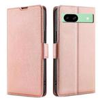 For Google Pixel 8a Ultra-thin Voltage Side Buckle Horizontal Flip Leather Phone Case(Rose Gold)