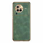For vivo X80 Pro Electroplating Lambskin Leather Phone Case(Green)