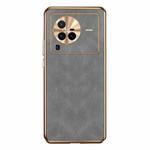 For vivo X80 Pro Electroplating Lambskin Leather Phone Case(Grey)
