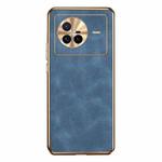 For vivo X80 Electroplating Lambskin Leather Phone Case(Blue)
