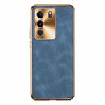 For vivo S17 Pro Electroplating Lambskin Leather Phone Case(Blue)