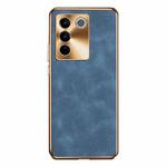 For vivo S16 Electroplating Lambskin Leather Phone Case(Blue)