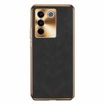 For vivo S16 Electroplating Lambskin Leather Phone Case(Black)