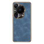 For Huawei Pura 70 Ultra Electroplating Lambskin Leather Phone Case(Blue)