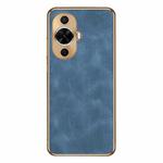 For Huawei nova 12 Lite / 12 Active Electroplating Lambskin Leather Phone Case(Blue)