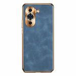 For Huawei nova 10 Pro Electroplating Lambskin Leather Phone Case(Blue)