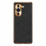For Huawei nova 10 Pro Electroplating Lambskin Leather Phone Case(Black)