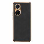 For Huawei nova 9 Electroplating Lambskin Leather Phone Case(Black)