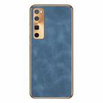 For Huawei nova 7 Pro Electroplating Lambskin Leather Phone Case(Blue)