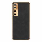 For Huawei nova 7 Pro Electroplating Lambskin Leather Phone Case(Black)