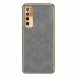 For Huawei nova 7 Electroplating Lambskin Leather Phone Case(Grey)