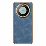 For Huawei Mate 60 Pro Electroplating Lambskin Leather Phone Case(Blue)